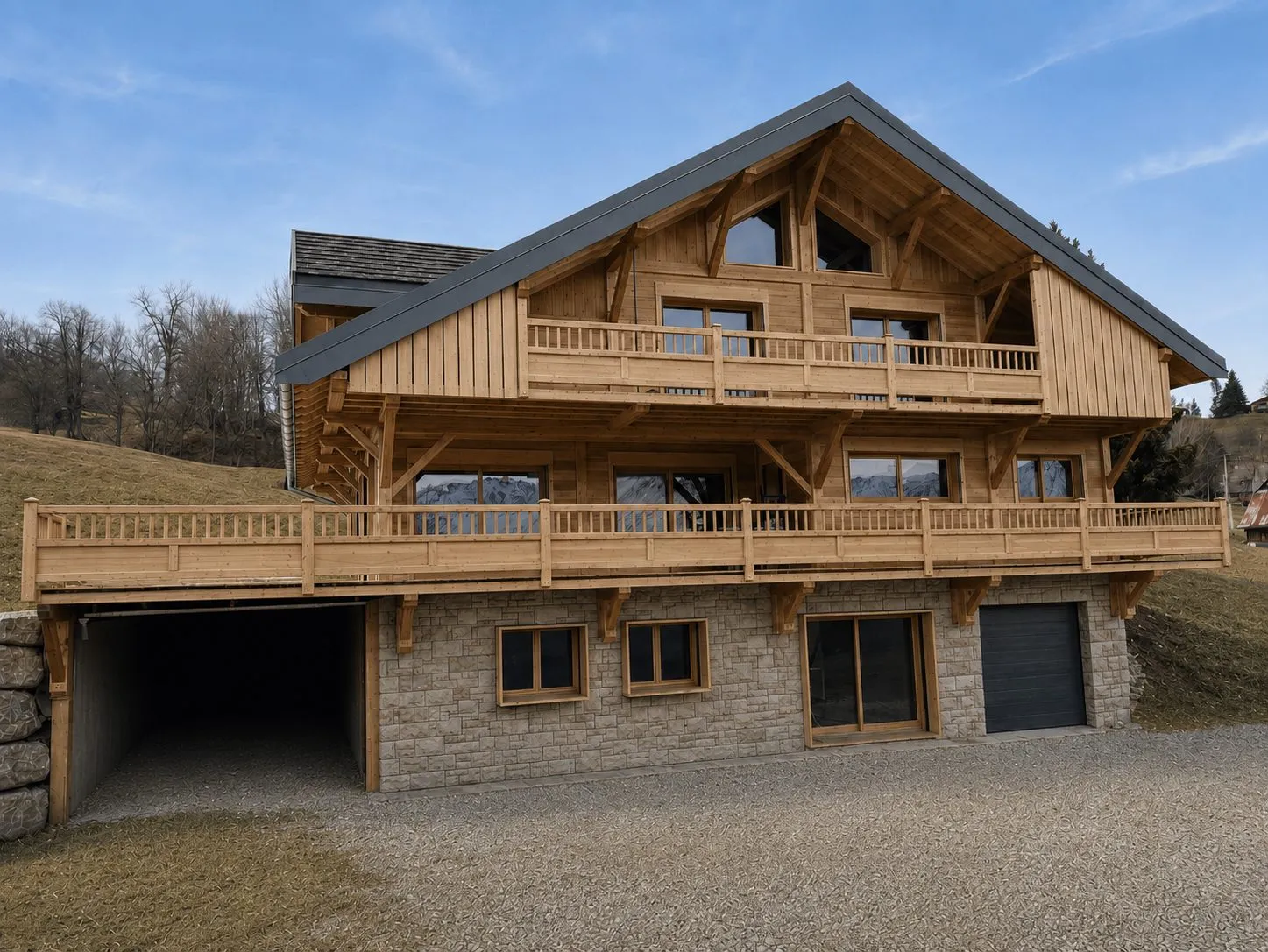 Chalet neuf en madrier, vue 3 — Chalet du Chuchotement