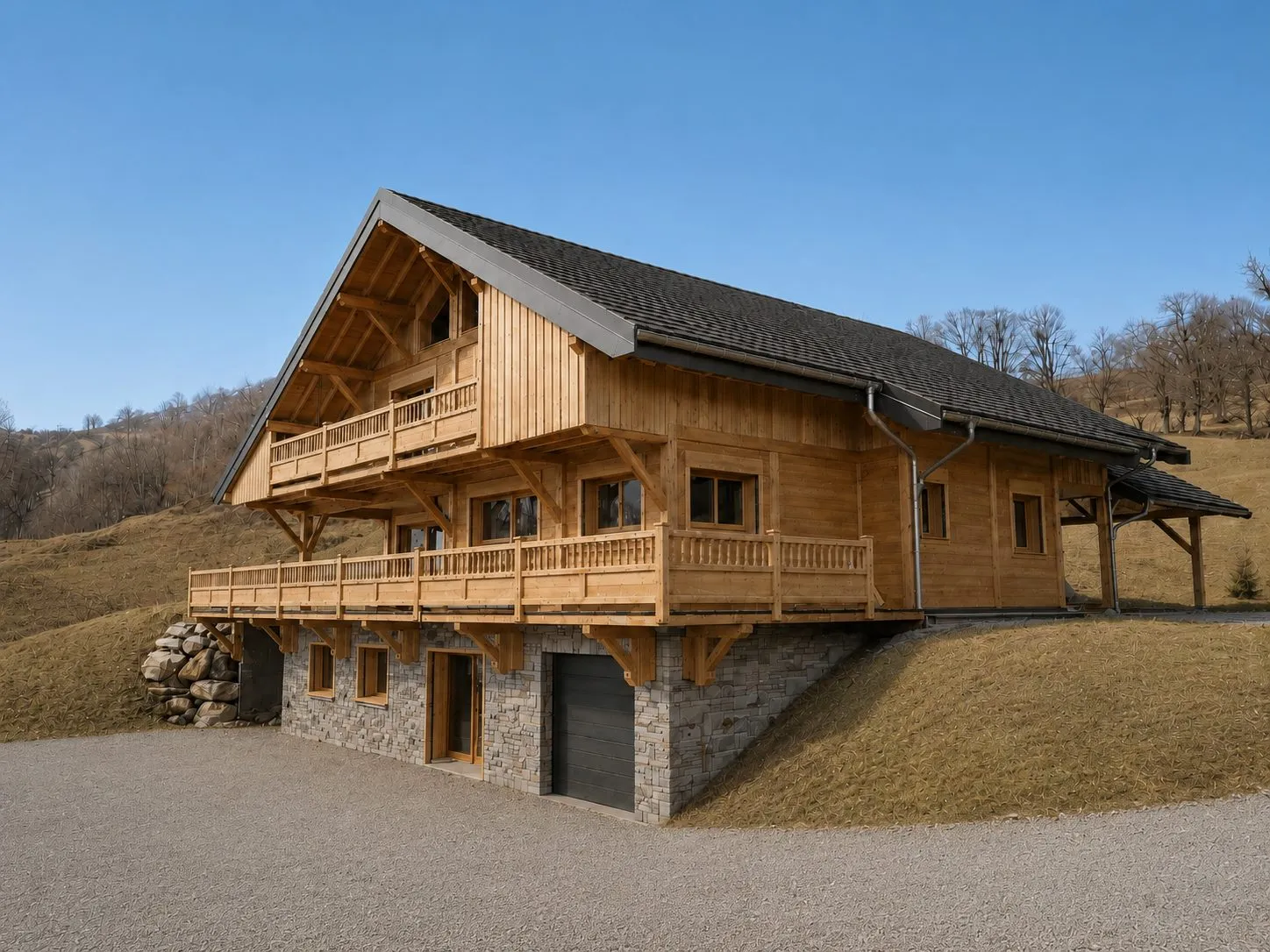 Chalet neuf en madrier, vue 4 — Chalet du Chuchotement