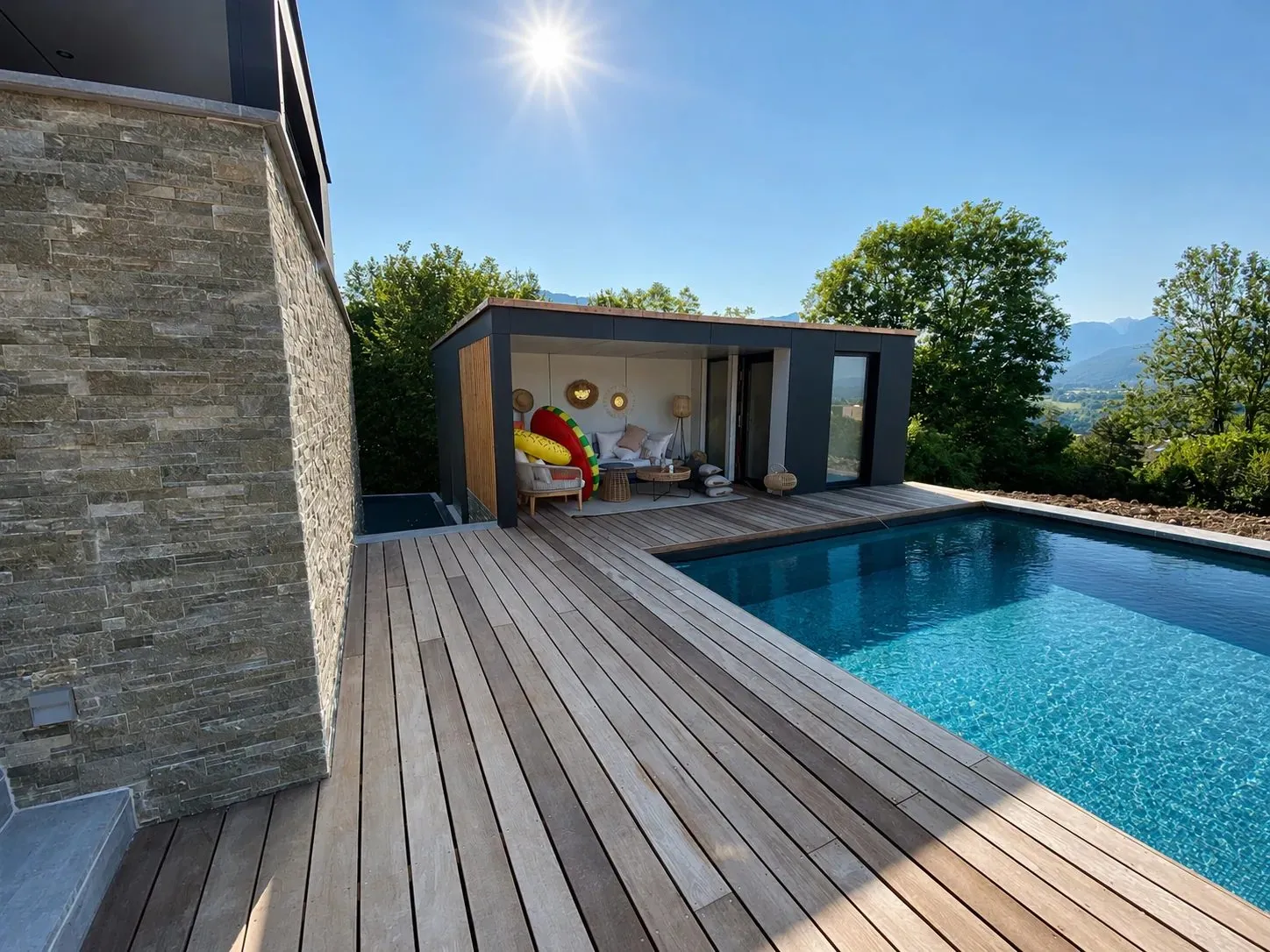 Rénovation piscine et pool house, vue 3 — Cachette Céleste